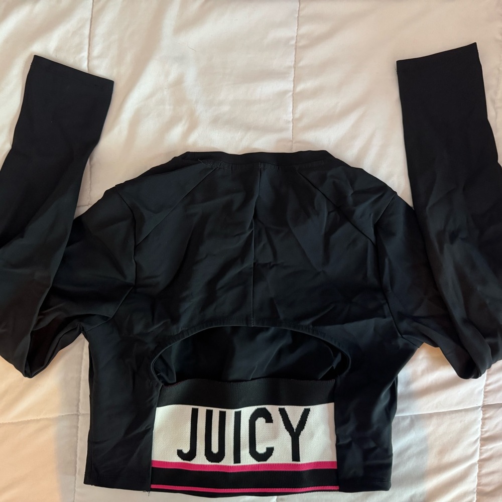 Juicy Couture Black Crop Top long sleeve with back cut out